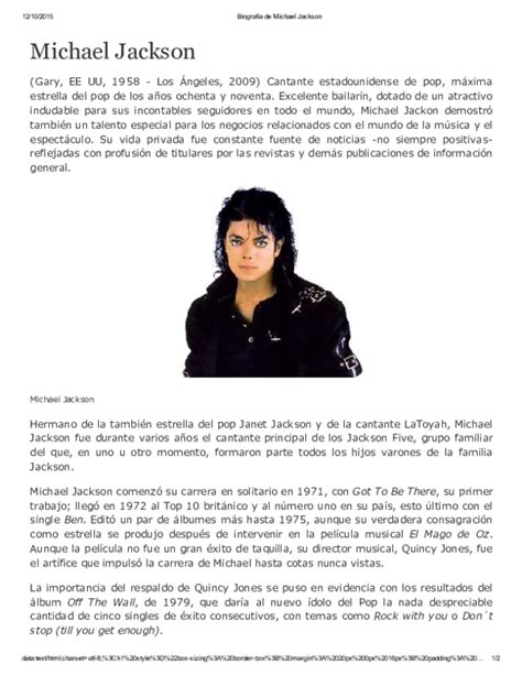 Pdf Biografia De Michael Jackson