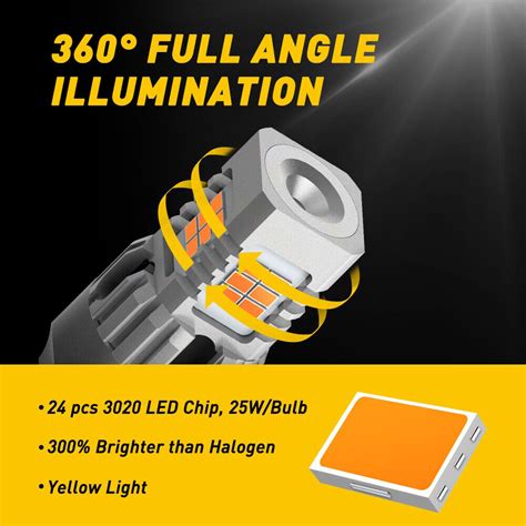 AUXITO 7443 7440 W21W 24smd T20 LED Amber Turn Signal Indicator Light