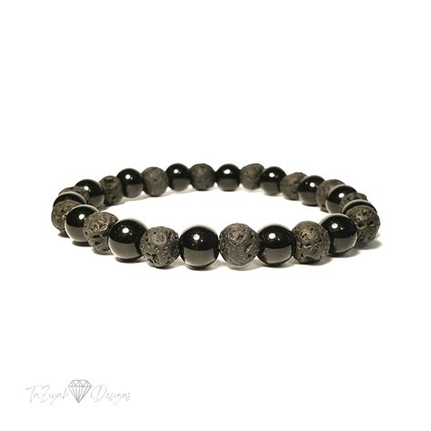 Black Lava Bead And Onyx Bracelet Taziyah Designs