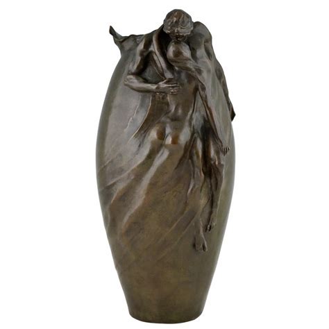 Art Nouveau Bronze Vase With Nude Couple The Kiss Deconamic