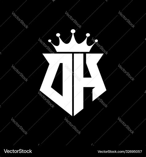 Dh Logo Monogram Shield Shape With Crown Design Vector Image