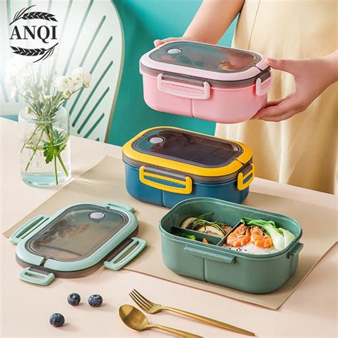 Jual Anqi Lunch Box Set Microwavable Anti Tumpah Sekat Bpa Free Vs