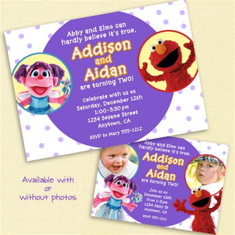 Sesame Street Elmo Abby Cadabby Birthday Party Invitation Printable