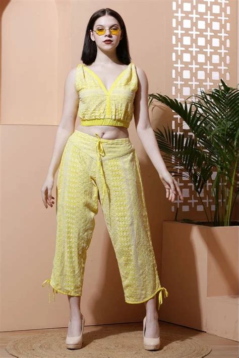 Cotton Schiffli Co Ord Crop Top Harem Pants Set At Rs 1799 Set In New