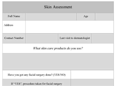 Skin Assessment Fillable Pdf Form Editable Pdf Forms