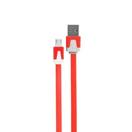 Płaski kabel do ładowania ładowarka Micro USB 1m Czerwony 19115