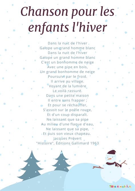 Imprimer Et Colorier La Poesie Chanson Pour Les Enfants L Hiver