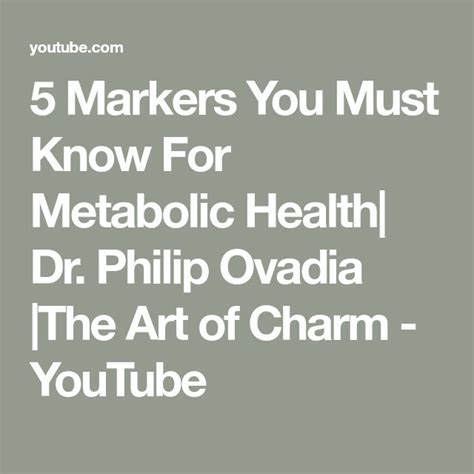 5 Markers You Must Know For Metabolic Health Dr Philip Ovadia The