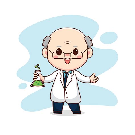 ilustración del profesor o científico kawaii chibi diseño de personajes de dibujos animados ...