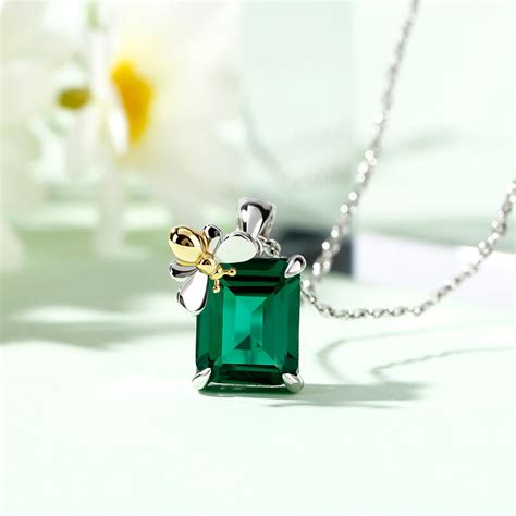 Jeulia Honey Bee Emerald Cut Sterling Silver Necklace Jeulia Jewelry