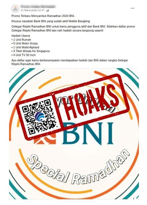 HOAKS Promo Berhadiah Bulan Ramadhan Mengatasnamakan BNI