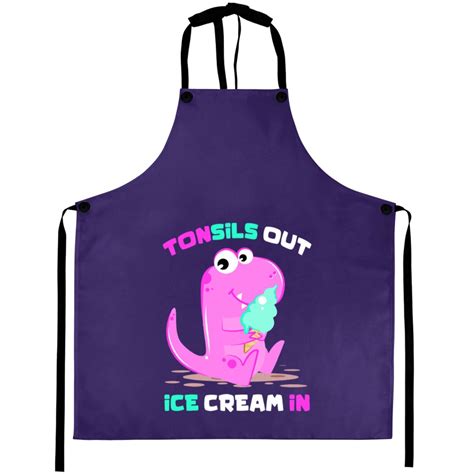 Cute Tonsils Out Ice Cream In Dinosaur Tonsillectomy Surgery Aprons