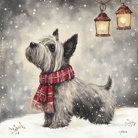 White Christmas Scottie Dog Art Free Stock Photo - Public Domain Pictures