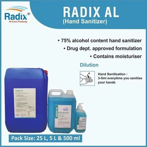 Hand Sanitizer Radix Al Hand Sanitizer 5 Litre Wholesale Trader From New Delhi