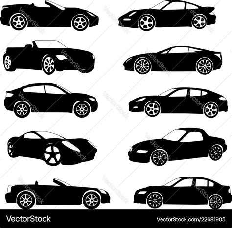 Sport cars silhouettes collection Royalty Free Vector Image