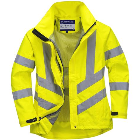 Portwest Lw Yellow Womens Hi Vis Waterproof Jacket Safetec