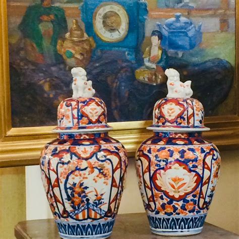 Proantic Paire De Potiches Ou Vases Couverts En Porcelaine Imari Ja