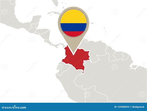 Colombia On World Map Stock Vector Illustration Of Travel 129588395