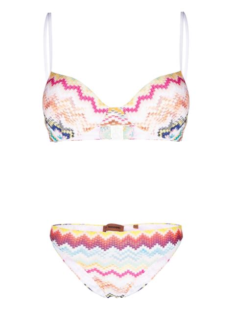 Missoni Zigzag Knitted Bikini In White ModeSens