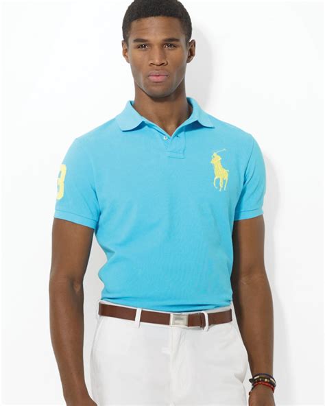 Polo Ralph Lauren Men S Custom Fit Big Pony Mesh Polo Shirt Dr E