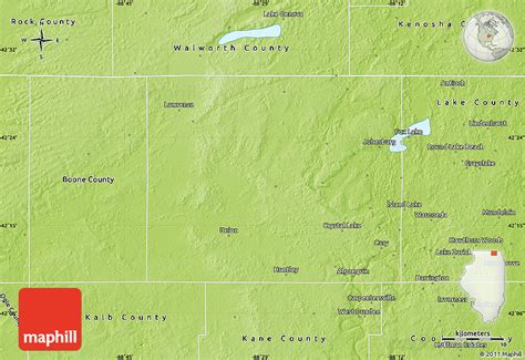 Physical Map of McHenry County