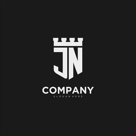 Initials Jn Logo Monogram With Shield And Fortress Design