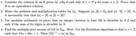 Solved Consider The Relation R On R Given By ~ry If And Only If 1 2 Y