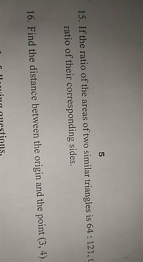 515 If The Ratio Of The Areas Of Two Similar Triangles Is 64 121 Ratio