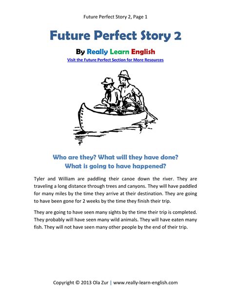 Printable Short Story And Worksheets To Practice The English Future Perfect Tense English