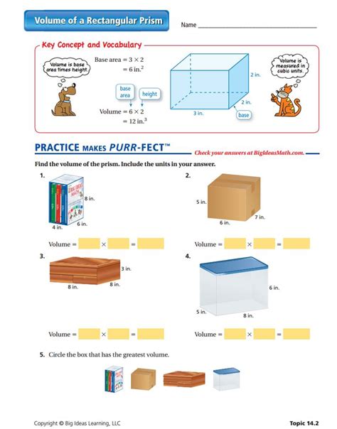 Volume of a Rectangular Prism Worksheet