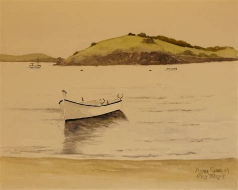 A Painting Of A Boat In The Water