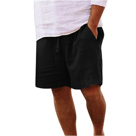 Hvyesh Cotton Linen Shorts For Men Plue Size Beach Shorts Summer