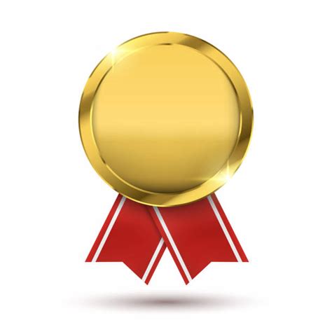 260 Excellence 3d Gold Badge With Red Ribbon Stock Photos Pictures