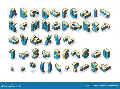 Isometric Alphabet Font Simple D Geometric Letters And Numbers