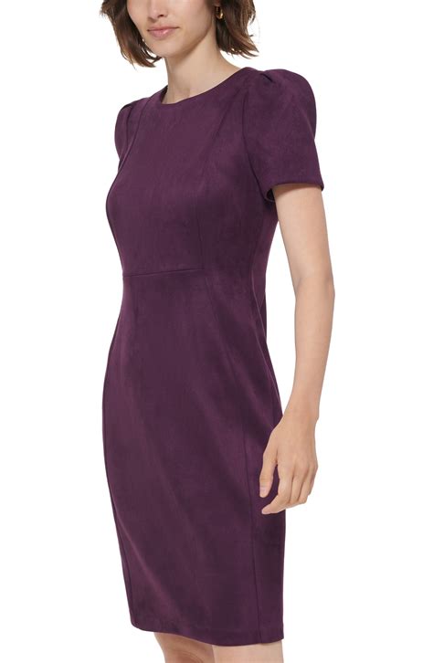 Calvin Klein Faux Suede Short Sleeve Sheath Dress Nordstromrack