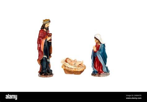 Christmas nativity scene with holy family Stock Photo - Alamy