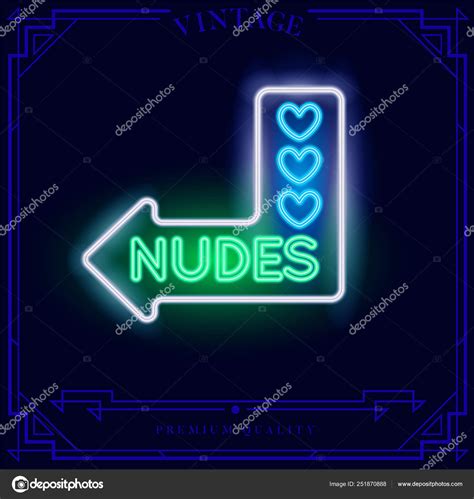 Nudes Love Hearts Neon Light Sign Vector Illustration Stock Vector By