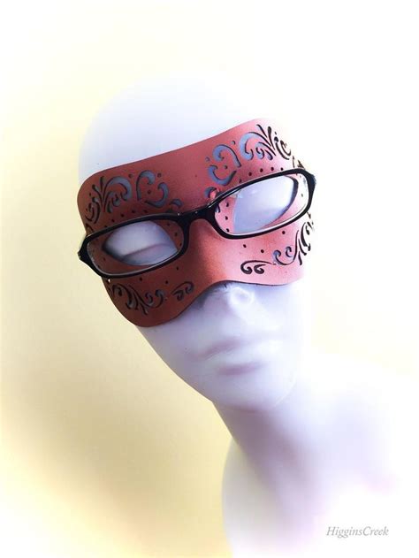 Mens Eyeglass Wearer Masquerade Mask For Eye Glasses Faux Etsy Face Mask Leather Mask Faux