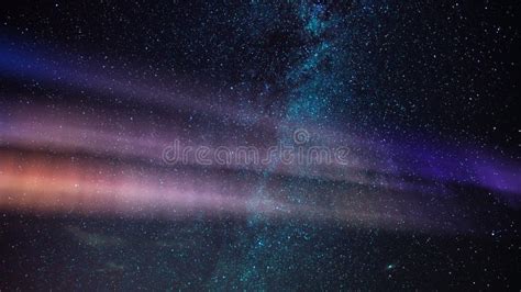 Milky Way Galaxy And Aurora Purple Loop In North Sky Stock Footage