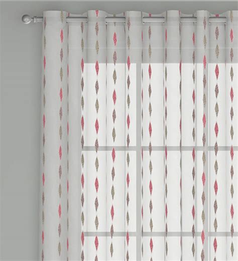 Buy Pink Abstract Polyester Ft Sheer Eyelet Door Curtain By Gm