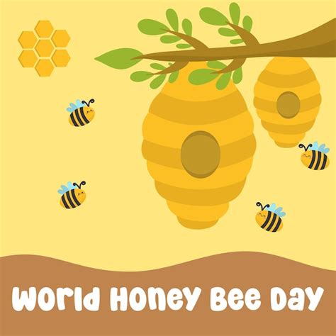 Premium Vector World Honey Bee Day Vector Design For Flat