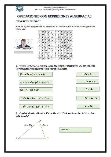 Operaciones Con Expresiones Algebraicas Worksheet Shopping Screenshot