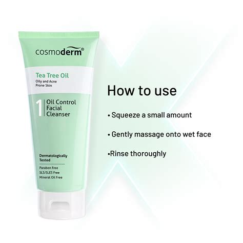 Cosmoderm Tea Tree Oil Oil Control Facial Cleanser 125 Ml Twin Pack