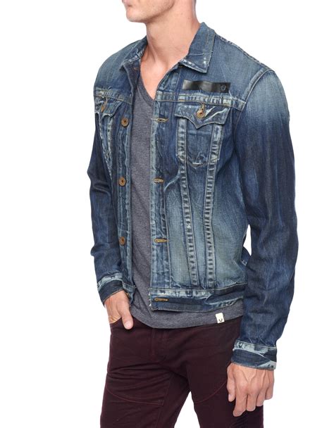 Lyst True Religion Danny Slim High Density Logo Denim Mens Jacket In