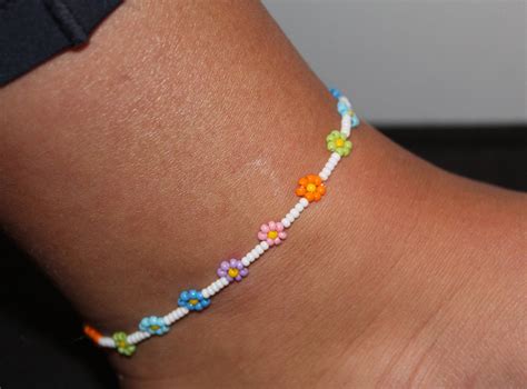 Custom Seed Bead Flower Anklets Etsy