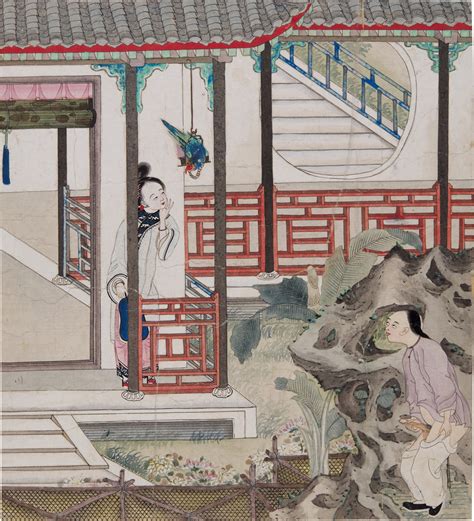 A Set Of Four Chinese School Ink And Colour On Paper Erotic Paintings Qing Dynasty 19th