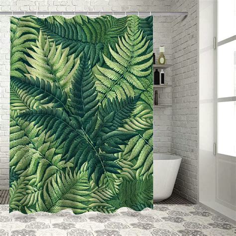 Gosmith Palm Leaf Shower Curtain Exotic Pattern With Tropical Leaves In Watercolor Art Style