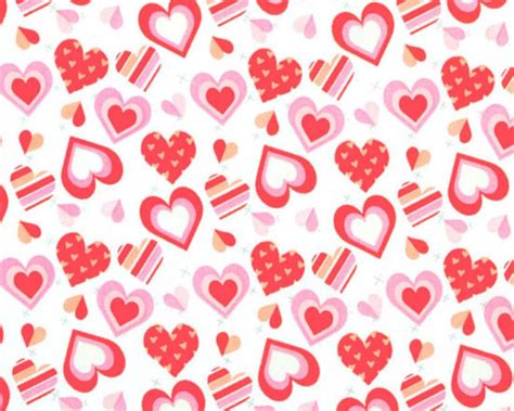 Pattern Hearts Tossed On White Valentines Day Novelty Cotton Fabric