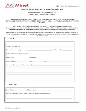 Fillable Online Claim Form Group Personal Accident Claim Form Fax