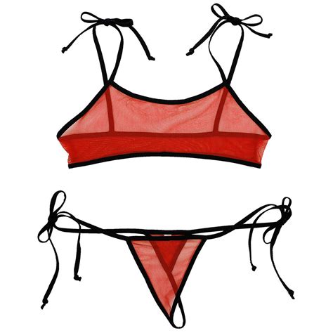 Buy Womens Swimwear Mesh See Through Bathing Suit Micro Bra G String Bikini Set Sexy Online At
